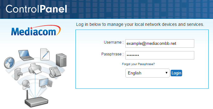 Mediacom router login details